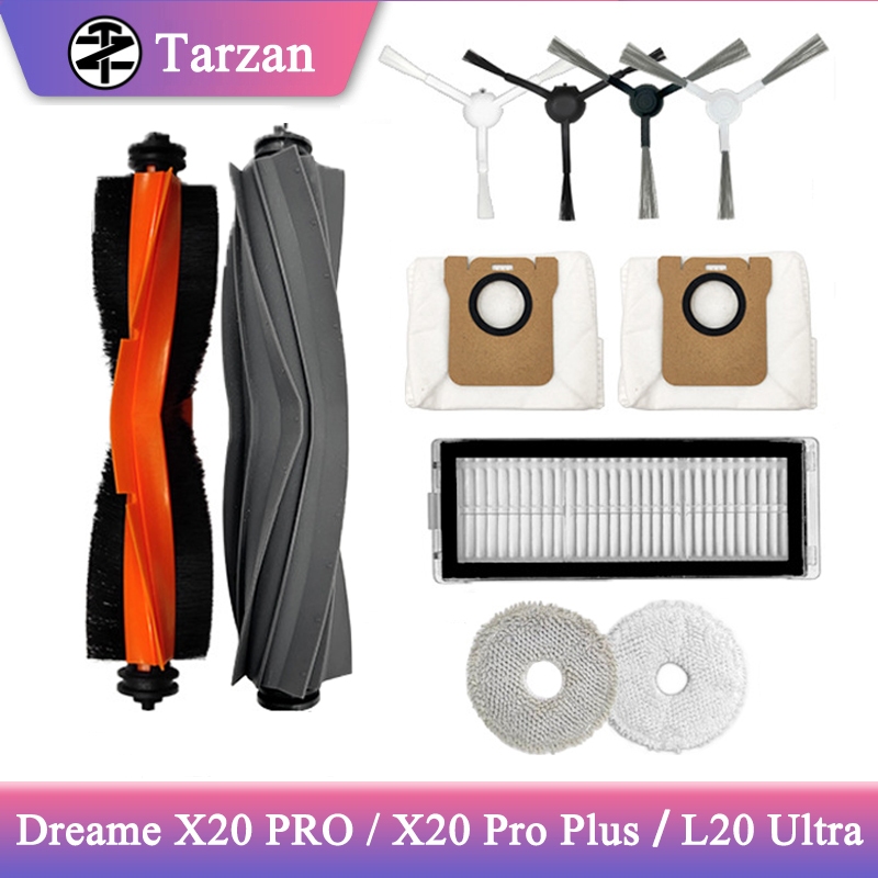 สําหรับ Dreame Bot L30 Ultra / L20 Ultra / X20 Pro / X20 Pro Plus อุปกรณ์เสริม-ผ้าซับ/แปรงหลัก/แปรงด้านข้าง/ฝาครอบแปรง/ตัวกรอง/ถุงเก็บฝุ่น