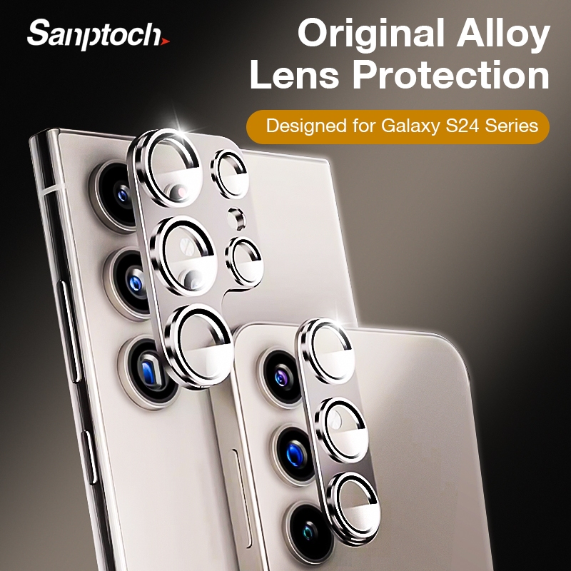 Sanptoch แท้ ฟิล์มกระจกกันรอยเลนส์กล้อง อัลลอย ประดับเพชร สําหรับ Samsung Galaxy S24 Ultra Plus