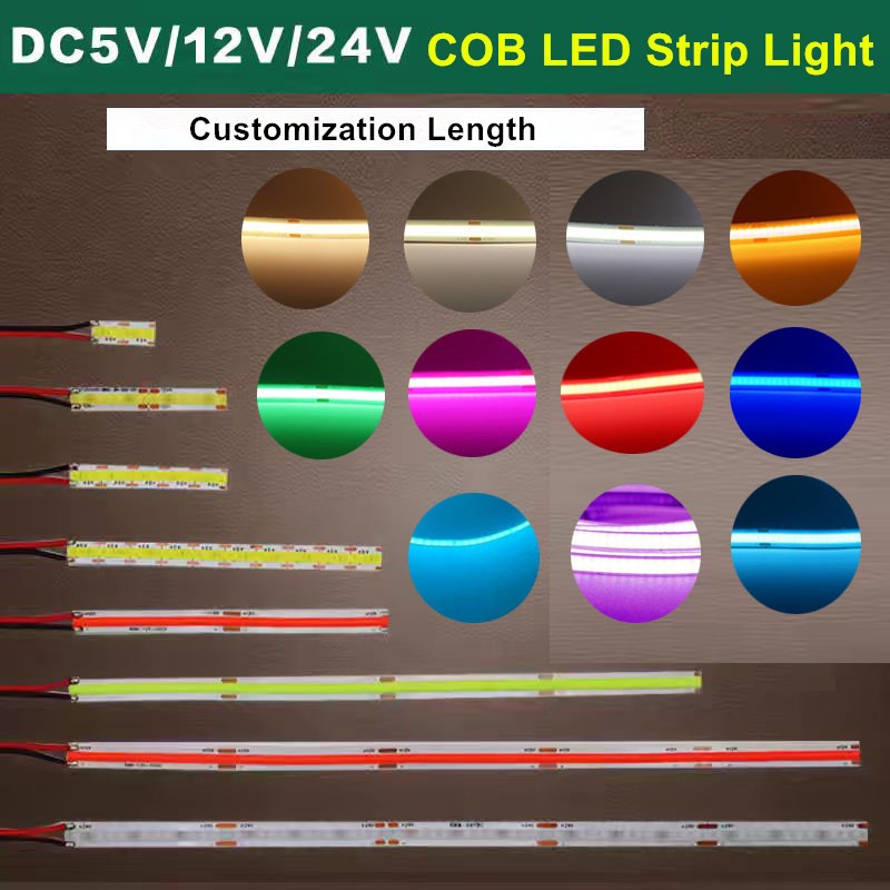 Dc 12V 24V COB สายไฟ LED 320 ดวง ยาว 11 สี สําหรับติดรถยนต์