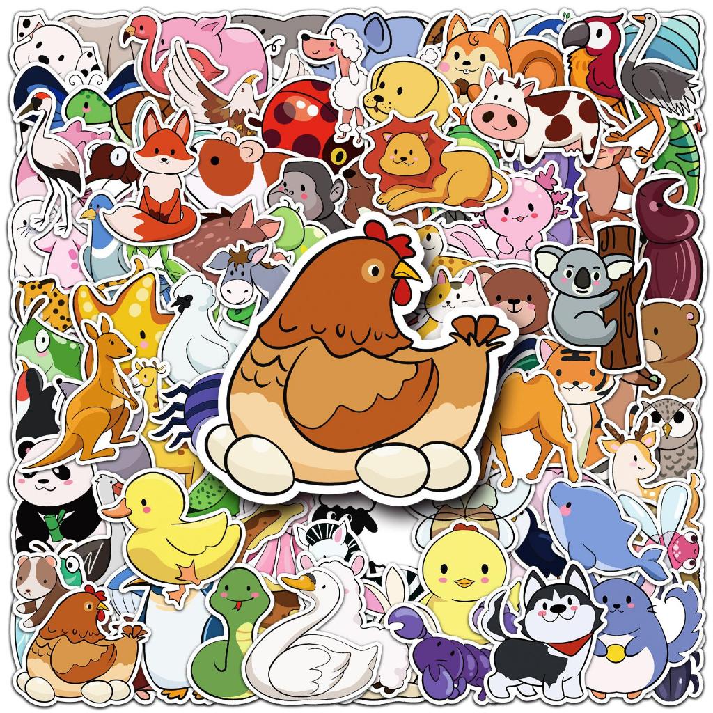 100 ชิ้นตลกจังหวะง่ายการ์ตูนสัตว์สติกเกอร์ ทําเอง สําหรับโทรศัพท์แล็ปท็อปสเก็ตบอร์ดสร้างสรรค์กราฟฟิตีสติกเกอร์รถบ้านสติกเกอ