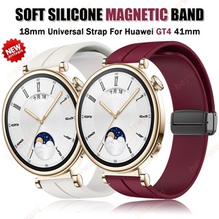 18 มม.สําหรับนาฬิกา Huawei GT 6/5/4 41 มม.กีฬาหัวเข็มขัดแม่เหล็กสายรัดข้อมือซิลิโคน Correa เข็มขัด Correa สร้อยข้อมือนาฬิกา GT4 Bands