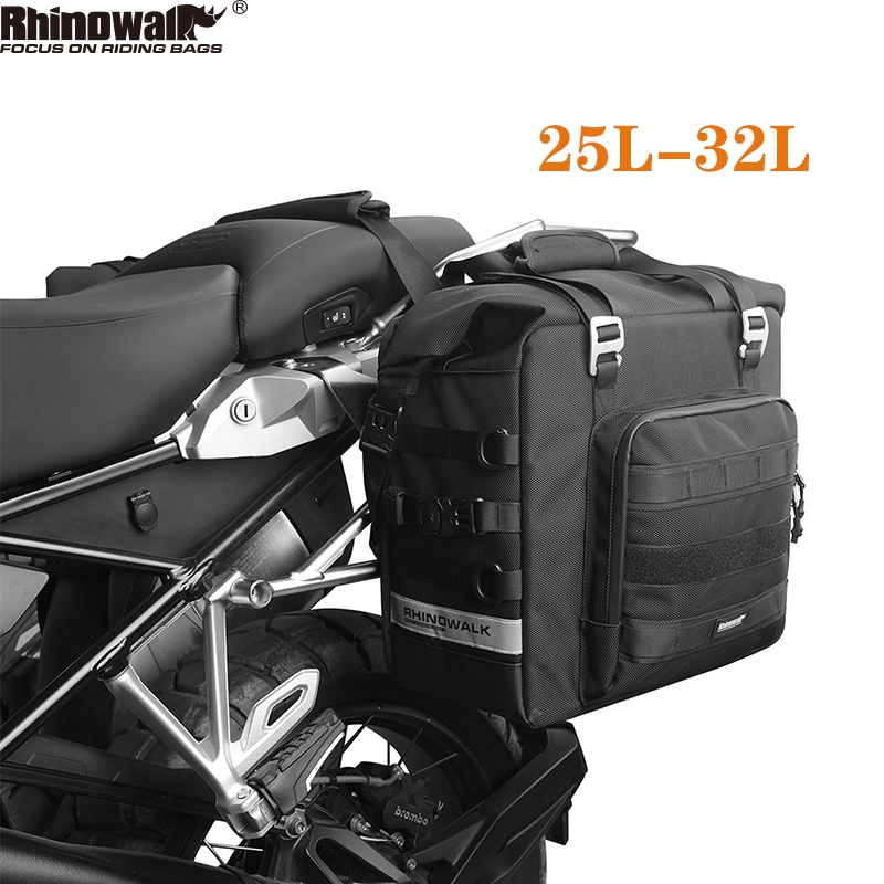 Rhinowalk 25L-32L กระเป๋ารถจักรยานยนต์ กันน้ํา ปลดเร็ว กระเป๋าอาน ขยายได้ กระเป๋าข้างมอเตอร์ไซค์