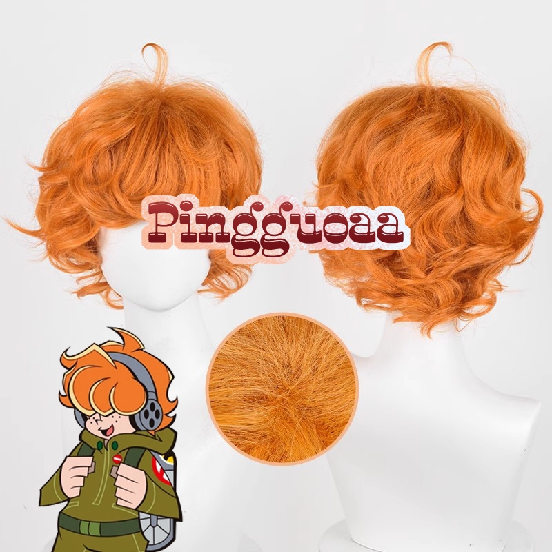 Anime Panty & Stocking with Garterbelt Brief Cosplay Wig 30cm Orange Short Wigs Heat Resistant Synth
