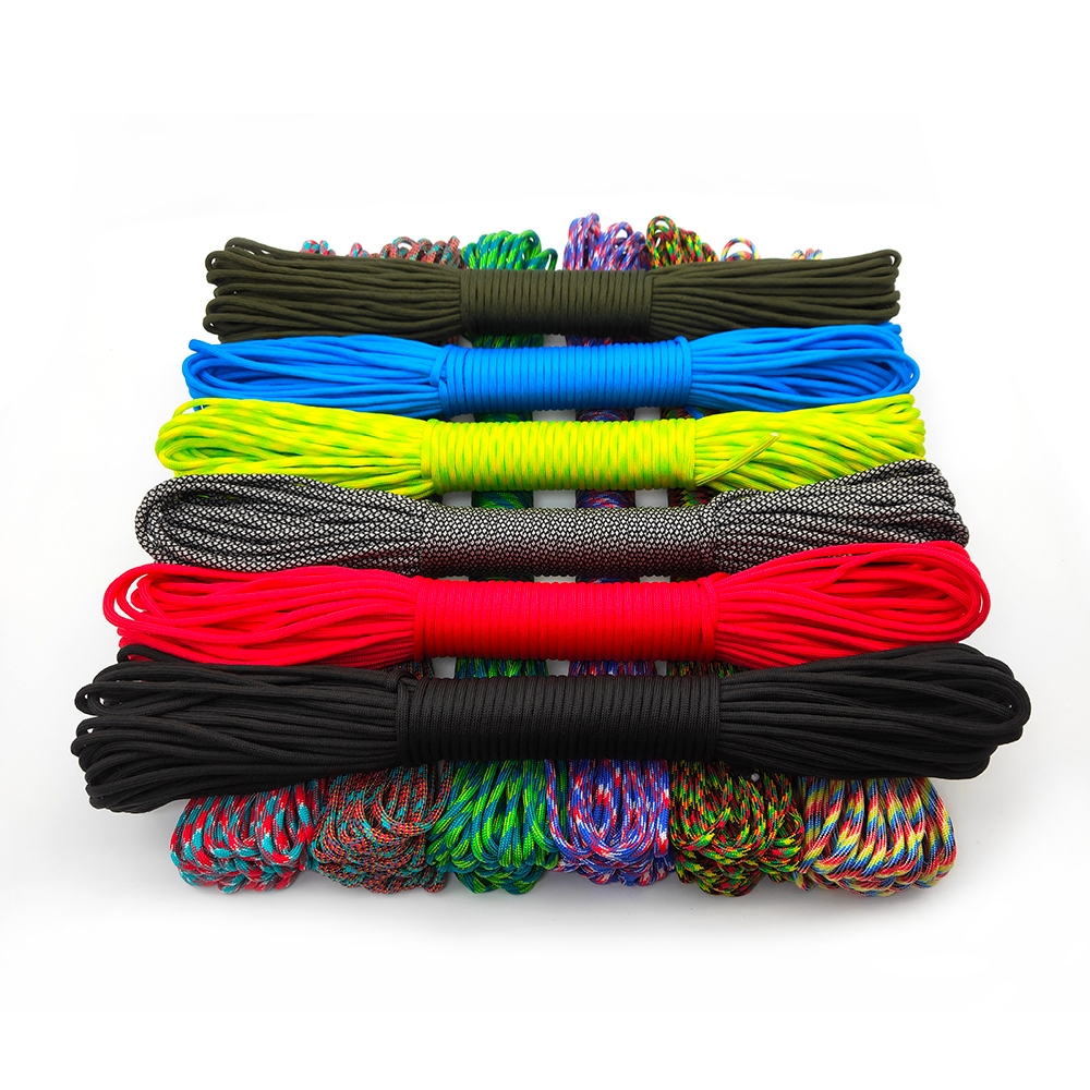 31 เมตรความยาว 4 มม.เส้นผ่านศูนย์กลาง 9 Core เชือกร่มกลางแจ้งเชือกฉุกเฉิน Bundled Clothesline สร้อยข้อมือถักเชือกร่มกลางแจ้งเต็นท์เชือก