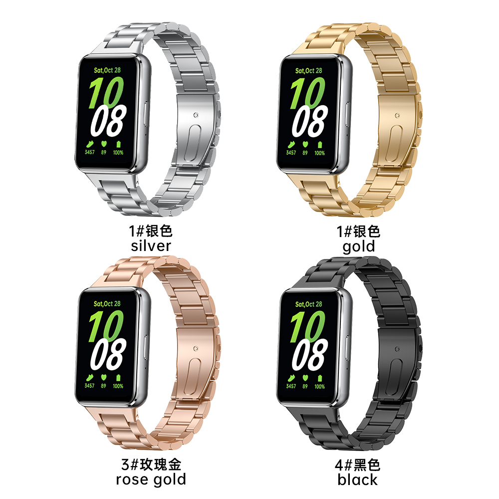 สําหรับ Samsung fit3 สายนาฬิกาข้อมือ สามลูกปัด Samsung watch Galaxy fit3 สายนาฬิกาสามลูกปัดโลหะ