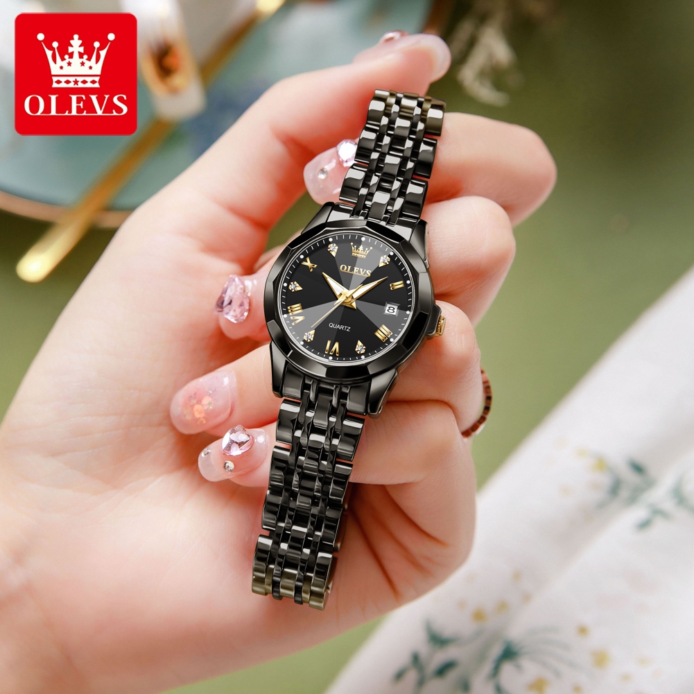 OLEVS นาฬิกา ผู้ชาย แฟชั่น watch 100% แท้ นาฬิกาข้อมือกันน้ำได้ ควอตซ์ สายสเตนเลส สีฟ้าทอง 9931-H