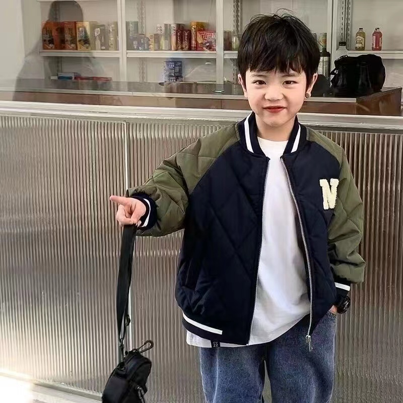 แจ็คเก็ตเบสบอลเด็ก--เด็กชายและเด็กหญิงเสื้อป่าเด็กใหญ่แจ็คเก็ตลำลองต่างประเทศ