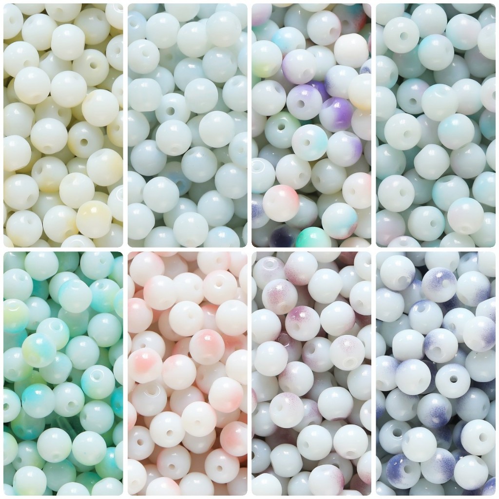 St.kunkka ลูกปัดแก้ว ทรงกลม 8 มม. 20 สี สําหรับทําเครื่องประดับ สร้อยคอ สร้อยข้อมือ DIY
