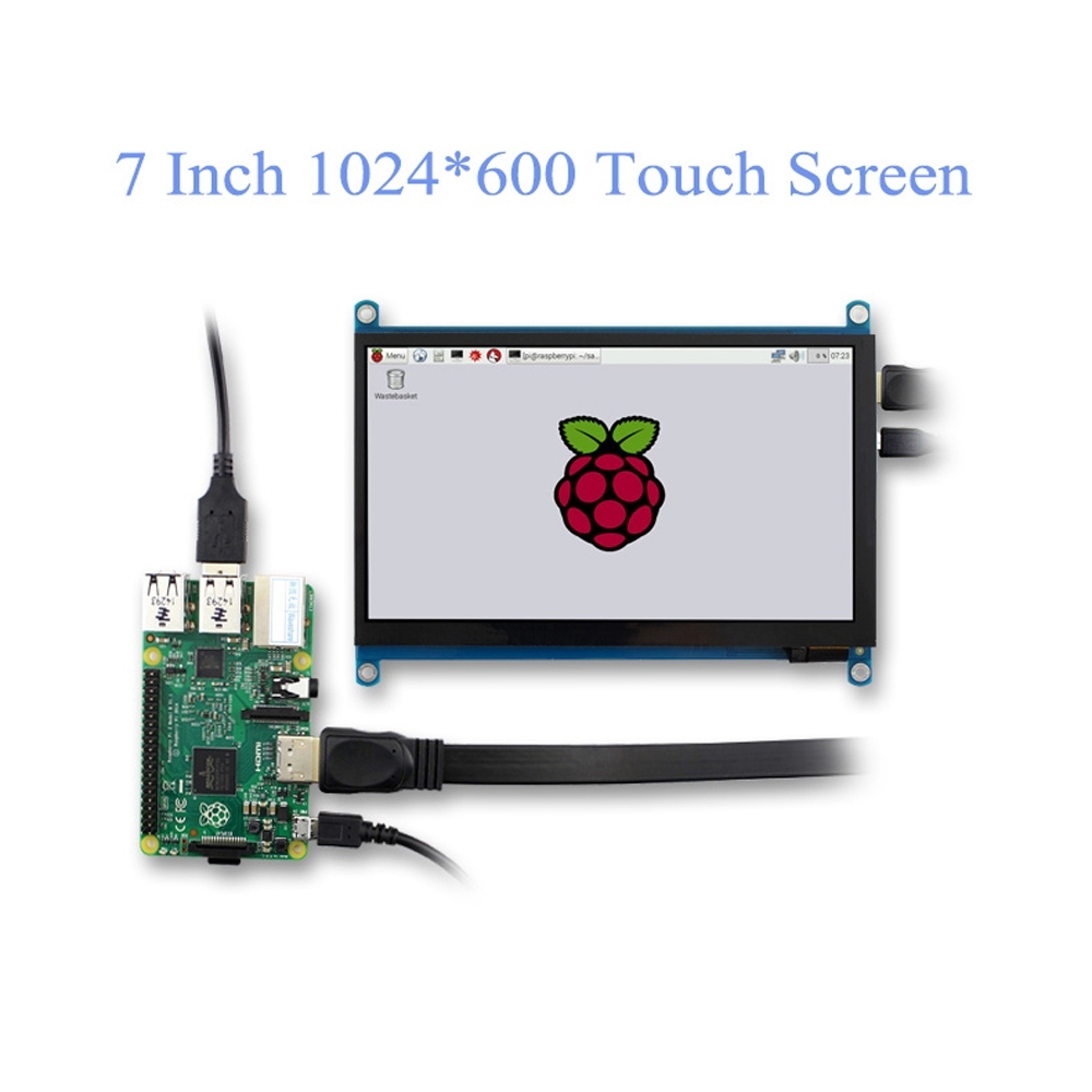 7 นิ้วหน้าจอแสดงผล LCD 1024x600 Ultra HD จอแสดงผลหน้าจอสัมผัสแบบ Capacitive สําหรับ Raspberry Pi