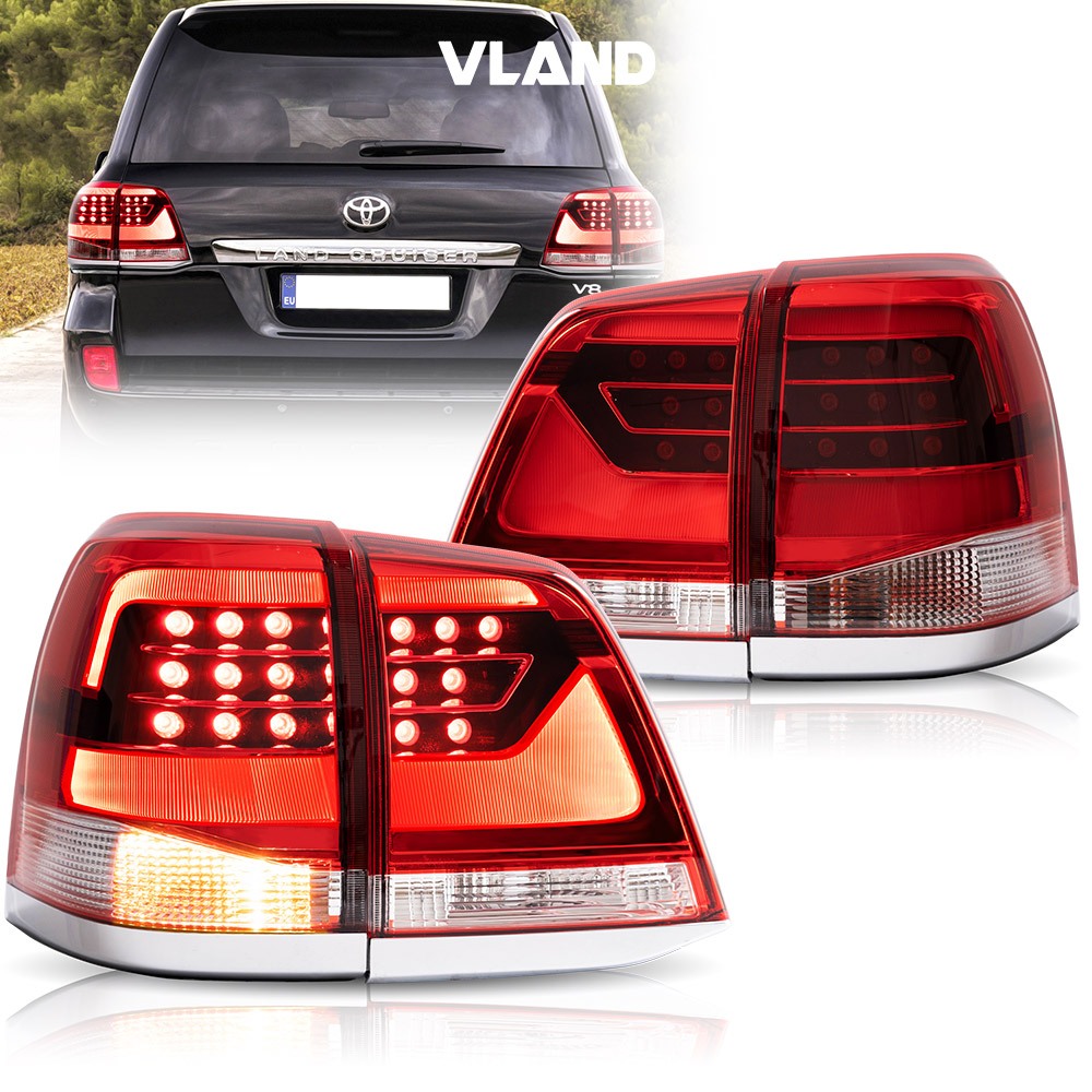 Vland 2008-2015 ไฟท้าย LED สีเหลืองอําพัน สําหรับ Toyota Land Cruiser 200 Series