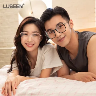 LUSEEN แว่นตาโฟโตโครมิก ทรงสี่เหลี่ยม ป้องกันรังสียูวี ป้องกันแสงสีฟ้า สําหรับผู้ชาย และผู้หญิง AG2237