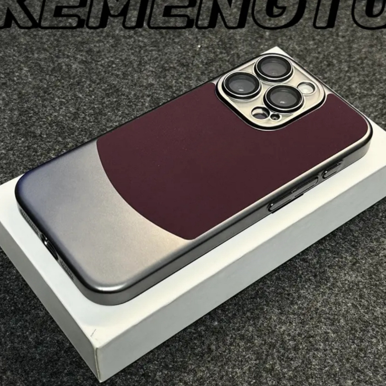 【flannel+Pc Ultra-thin hard case/With lens film/Burgundy】เคส compatible for iphone 12 13 14 15 pro max case