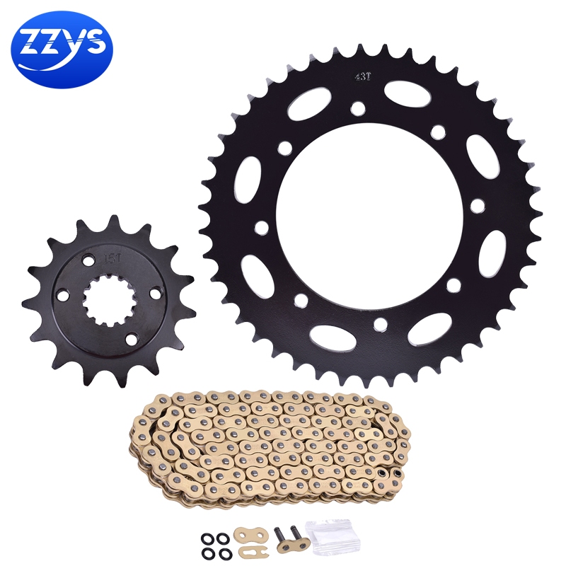 520 15T 43T รถจักรยานยนต์ด้านหน้าด้านหลังเฟืองโซ่ชุดสําหรับ Kawasaki KLR650 1987-1990 KLE400 A1-A4 A