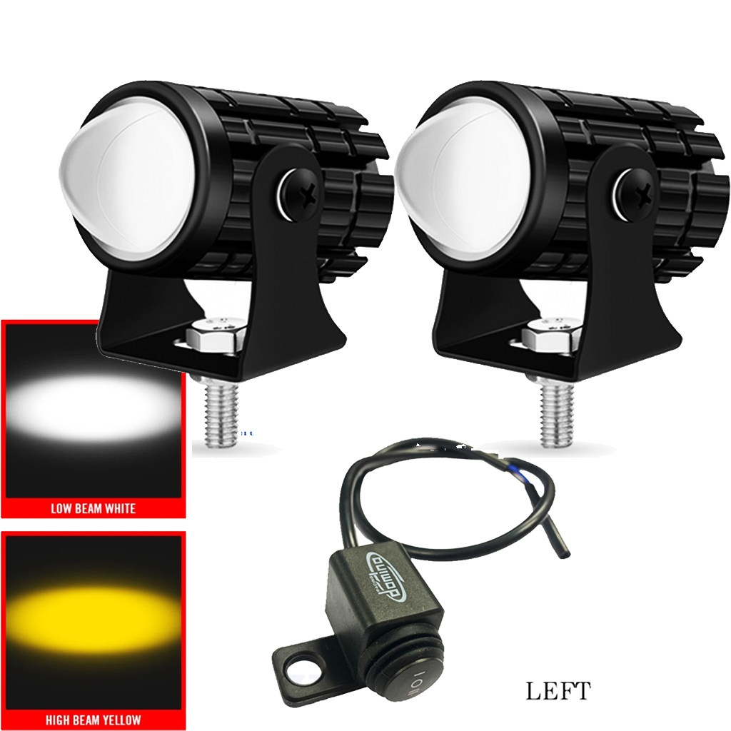 Mini Driving Light White+Yellow Pair of Universal High quality 20W * 2 With Switch for Motorcycle