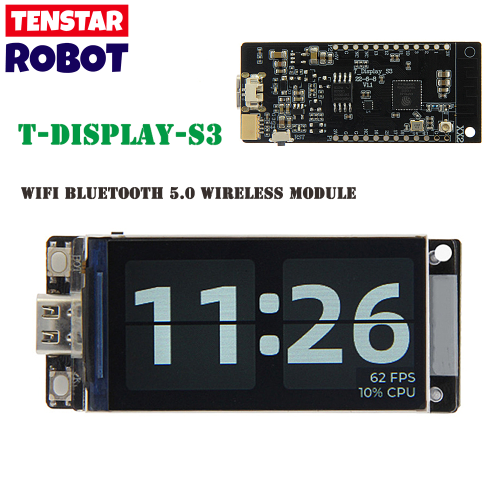 T-display-s3 ESP32 S3 พร้อมบอร์ดทดลอง จอแสดงผล LCD ST7789 WIFI บลูทูธ 5.0 ไร้สาย ความละเอียด 170*320 ขนาด 1.9 นิ้ว
