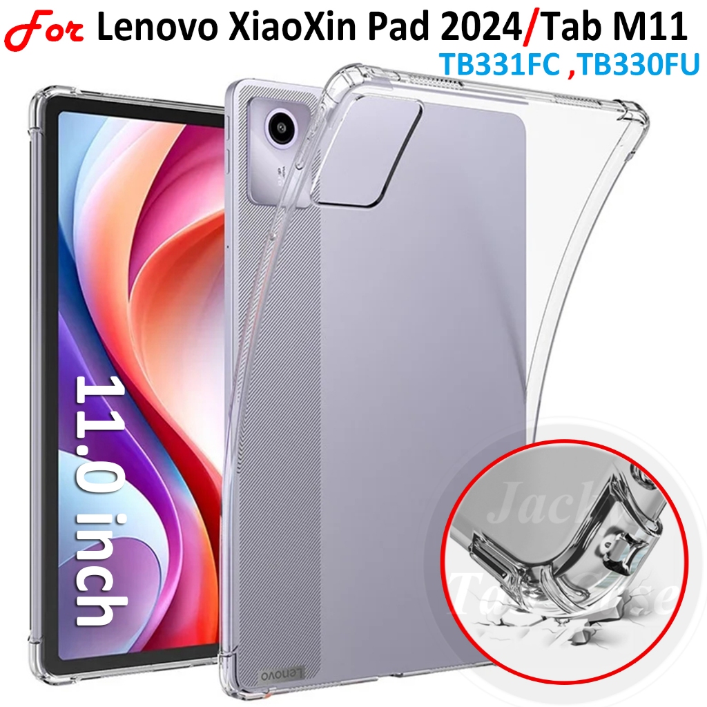 สําหรับ Lenovo Tab M11 11 "TB330FU TB330XU XiaoXin Pad 2024 TB331FC กรณีโปร่งใสซิลิโคนนุ่ม TPU กันกร