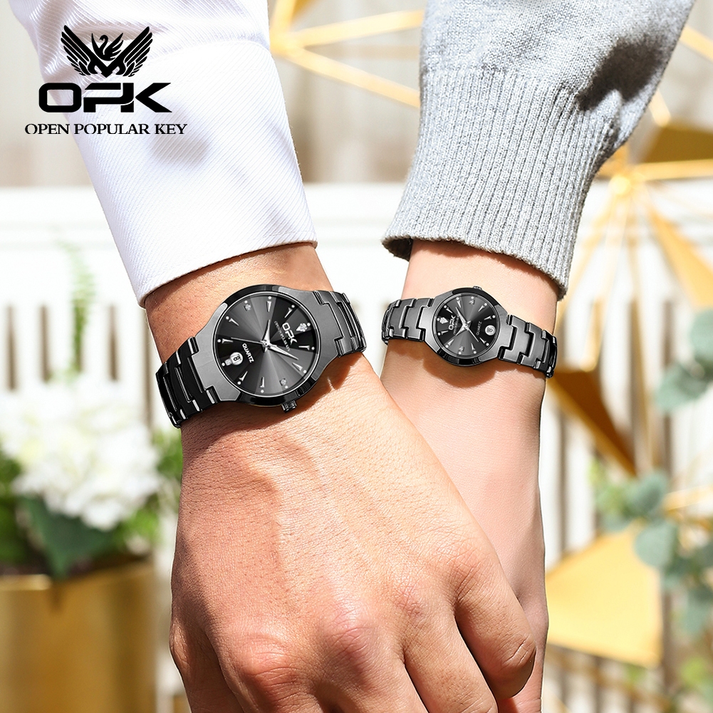 OPK นาฬิกา ผู้ชาย แฟชั่น watch 100% แท้ นาฬิกาข้อมือกันน้ำได้ ควอตซ์ สายสเตนเลส แสงสว่าง เรียบง่าย แนวโน้ม 8105-GH
