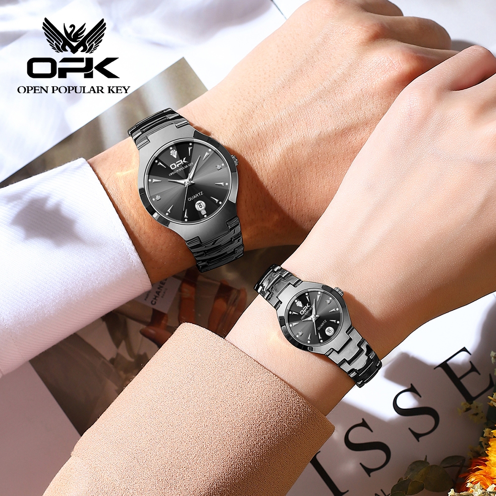 OPK นาฬิกา ผู้ชาย แฟชั่น watch 100% แท้ นาฬิกาข้อมือกันน้ำได้ ควอตซ์ สายสเตนเลส แสงสว่าง เรียบง่าย แนวโน้ม 8105-GH