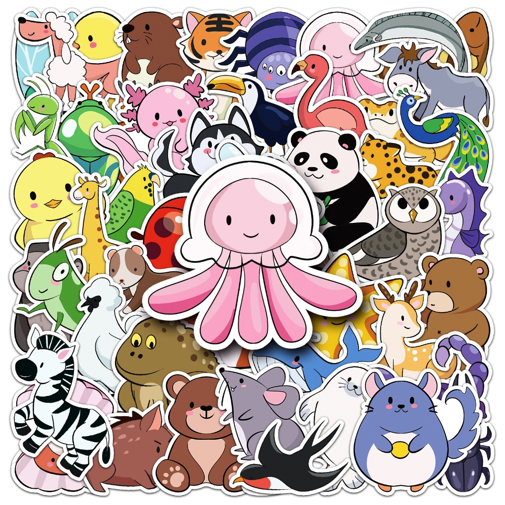 50 ชิ้นตลกการ์ตูนสัตว์สติกเกอร์ ทําเอง สําหรับโทรศัพท์แล็ปท็อปสเก็ตบอร์ดสร้างสรรค์กราฟฟิตีสติกเกอร์รถสติกเกอร์บ้าน