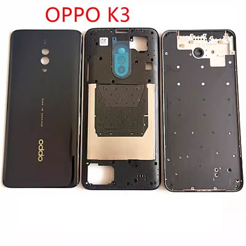ฝาครอบแบตเตอรี่ ด้านหลัง สําหรับ OPPO K3 PCGM00 PCGT00 LCD กรอบกลาง ด้านหน้า พร้อมปุ่มด้านข้างเลนส์ก