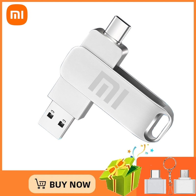 Xiaomi TYPE-C แฟลชไดรฟ์สามในหนึ่งเดียว, 128GB, 256GB, 512GB, 1TB, 2TB, ไดรเวอร์ปากกา USB3.0, 64GB, 32GB, แฟลชไดรฟ์ OTG กันน้ําแบบโลหะ