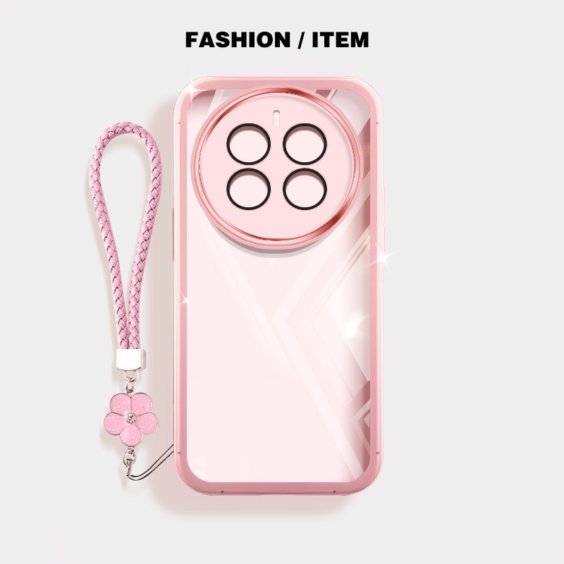 Casing Oppo Realme 12 Pro Plus 5G Realme 12 Pro + Realme 12 + 5G Realme 12X Realme C65 4G 5G Narzo 70X 5G โปร ่ งใสกันกระแทกซิลิโคนเคสโทรศัพท ์ นุ ่ มดอกไม ้ แขวนเชือก