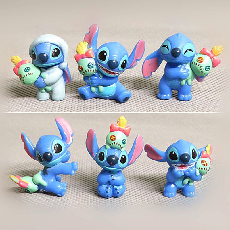 โมเดลฟิกเกอร์ PVC อนิเมะ Lilo & Stitch Scrump Ugly Girl Stitch Koala ขนาดเล็ก 3-4 ซม. 6 ชิ้น ต่อชุด