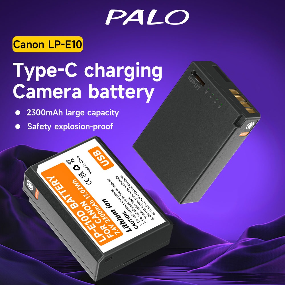 Palo แบตเตอรี่กล้อง LP-E10 2300mAh ชาร์จ USB สําหรับ Canon EOS 1100D 1200D 1300D 2000D 3000D