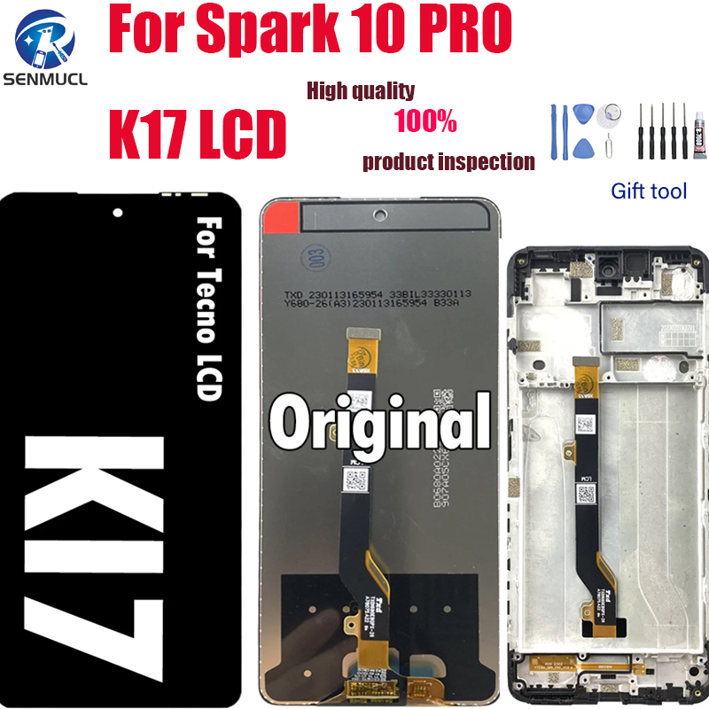 อะไหล่หน้าจอสัมผัส LCD K17 พร้อมกรอบ สําหรับ Tecno Spark 10 Pro KI7
