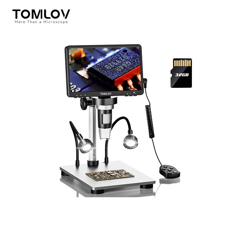 [🔥High Magnification🔥] Tomlov DM9 กล้องจุลทรรศน์ดิจิทัล LCD 7 นิ้ว 1200X, 1080P แว่นขยายเหรียญ, กล้อ