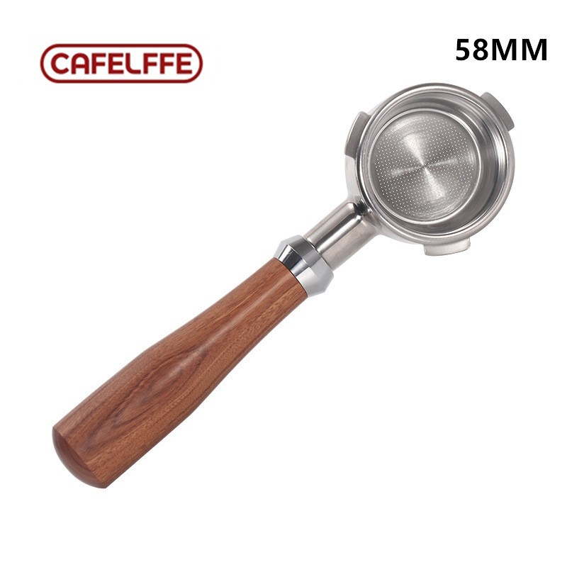 Cafelffe ที่จับผงกาแฟ สเตนเลส 304 และไม้เนื้อแข็ง 58 มม.
