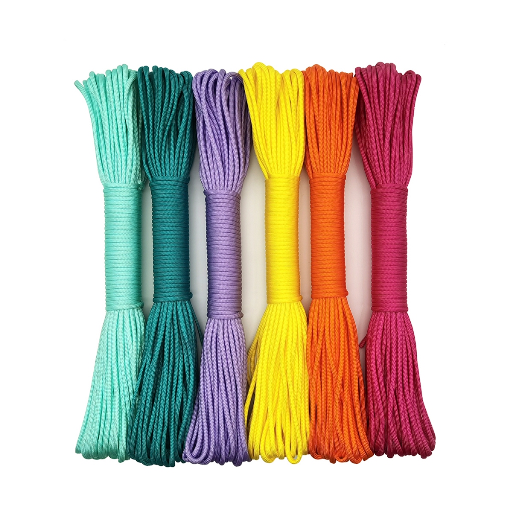 31 เมตรความยาว 4 มม.เส้นผ่านศูนย์กลาง 7 Core เชือกร่มกลางแจ้งเชือกฉุกเฉิน Bundled Clothesline สร้อยข้อมือถักเชือกร่มกลางแจ้งเต็นท์เชือก