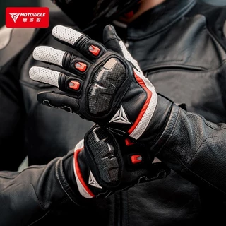 Motowolf MDL 0305C ถุงมือขับรถมอเตอร์ไซค์ ถุงมือหนังแท้ พร้อมโล่คาร์บอนไฟเบอร์ ระบายอากาศ หน้าจอสัมผัสโทรศัพท์มือถือ