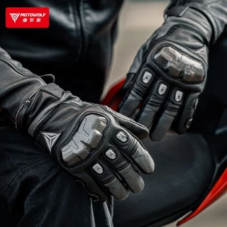 Motowolf MDL 0305C ถุงมือขับรถมอเตอร์ไซค์ ถุงมือหนังแท้ พร้อมโล่คาร์บอนไฟเบอร์ ระบายอากาศ หน้าจอสัมผัสโทรศัพท์มือถือ