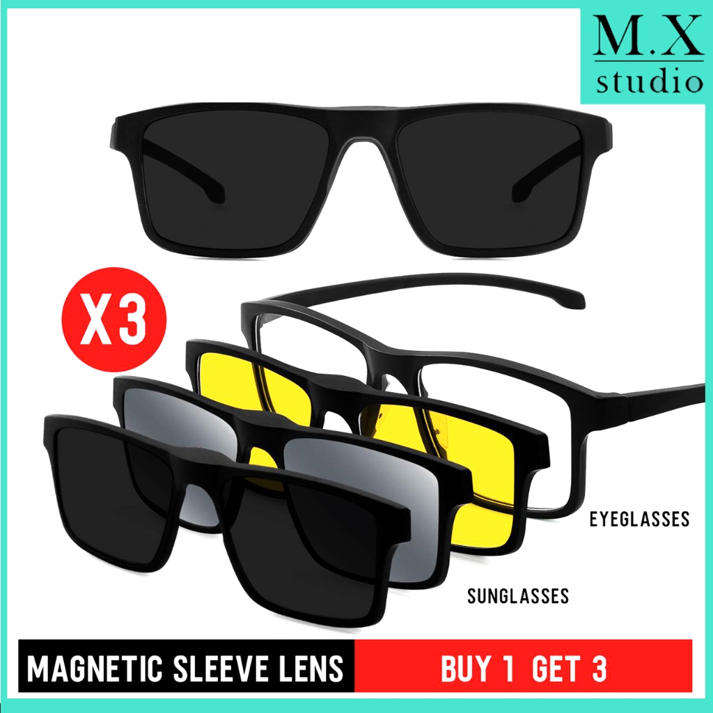 COD❤️แว่นกันแดดแม่เหล็ก แว่นตาคลิป เลนส์แขนแม่เหล็ก แว่นตากันแดด เลนส์โพลาไรซ์ MX STUDIO GABY