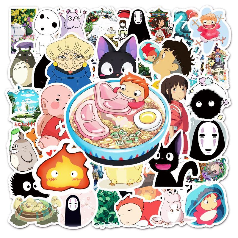 50/10 ชิ้นญี่ปุ่นอะนิเมะ Hayao Miyazaki สติกเกอร์สําหรับ DIY โทรศัพท์โน้ตบุ๊คจักรยานหมวกกันน็อครถ Graffiti กันน้ําตกแต่ง Decal ของขวัญ