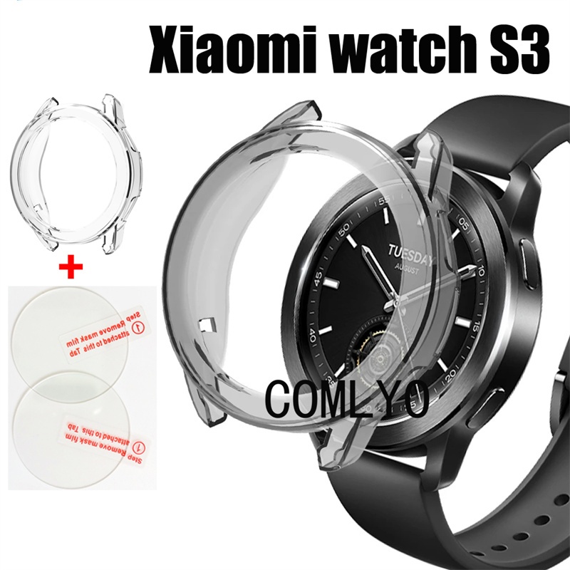 สําหรับ xiaomi watch S3 เคส TPU นิ่ม ครึ่ง ฝาครอบ ป้องกัน กันชน กระจก หน้าจอ ฟิล์มกันรอย