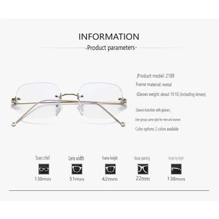 👓แว่นสายตาสั้นไร้กรอบ👓 0~-425° แว่นตาไม่มีขอบ ป้องกันแสงสีฟ้า แว่นตาแฟชั่นผู้หญิงเกาหลี 104