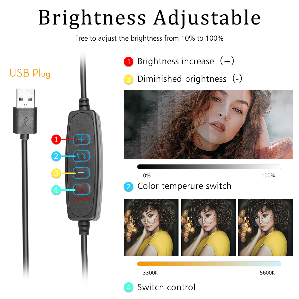 ไฟเติมแสง USB LED 6 8 11 นิ้ว หรี่แสงได้ 3300-5600K สําหรับถ่ายภาพ วิดีโอ ไลฟ์สด