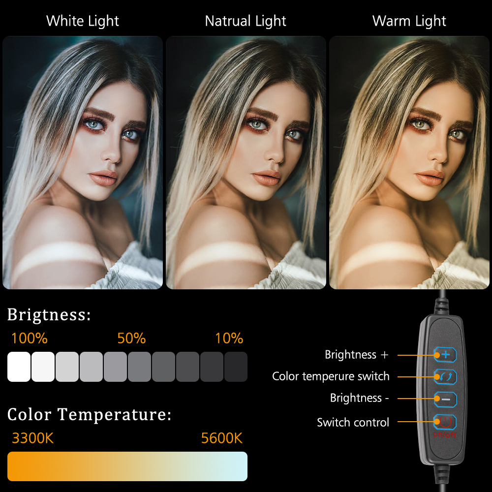 ไฟเติมแสง USB LED 6 8 11 นิ้ว หรี่แสงได้ 3300-5600K สําหรับถ่ายภาพ วิดีโอ ไลฟ์สด