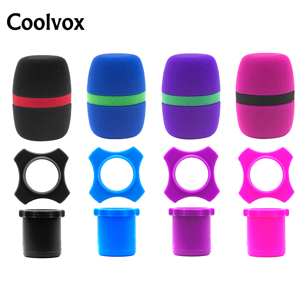 Coolvox โฟมไมโครโฟน กันลม และไมโครโฟนไร้สาย KTV ซิลิโคน กันลื่น สําหรับไมโครโฟน BBS MIC 1 ชุด