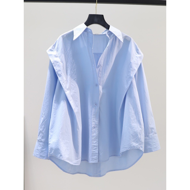 เสื้อเชิ้ตแขนยาว ทรงหลวม สไตล์เกาหลี สําหรับผู้หญิง พร้อมส่ง