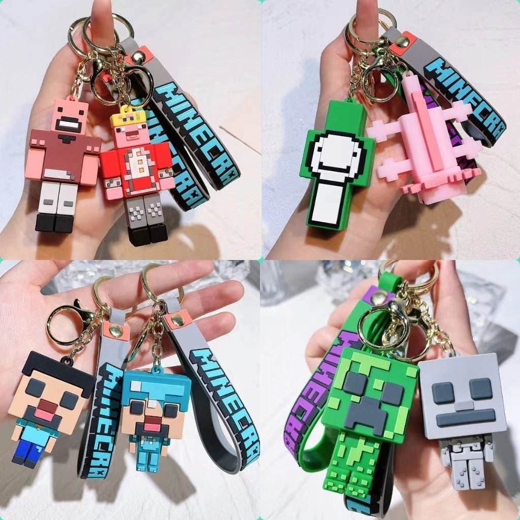 Minecraft 3 มิติ พวงกุญแจ จี้ตุ๊กตาฟิกเกอร์การ์ตูนอนิเมะ สําหรับแขวนกระเป๋า