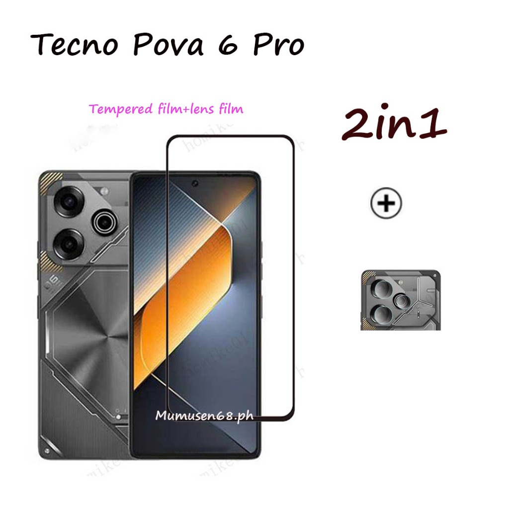 Tecno Pova 6 Pro ฟิล์มกระจกนิรภัยกันรอยหน้าจอ แบบเต็มจอ สําหรับ Tecno Pova 5 Pova 5 Pro Pova 4 Pro Pova 4 Pova 3 (2 in1)