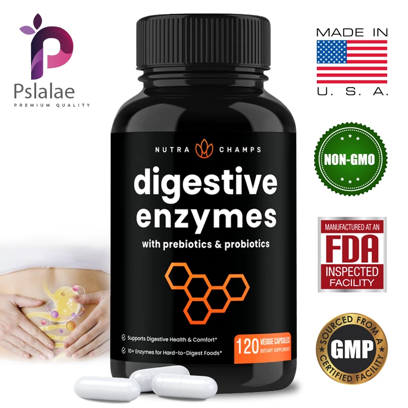 เอนไซม์ย่อยอาหาร - โปรไบโอติกและพรีไบโอติก - สนับสนุนสุขภาพทางเดินอาหาร - อาหารเสริมมังสวิรัติ 30/60/120