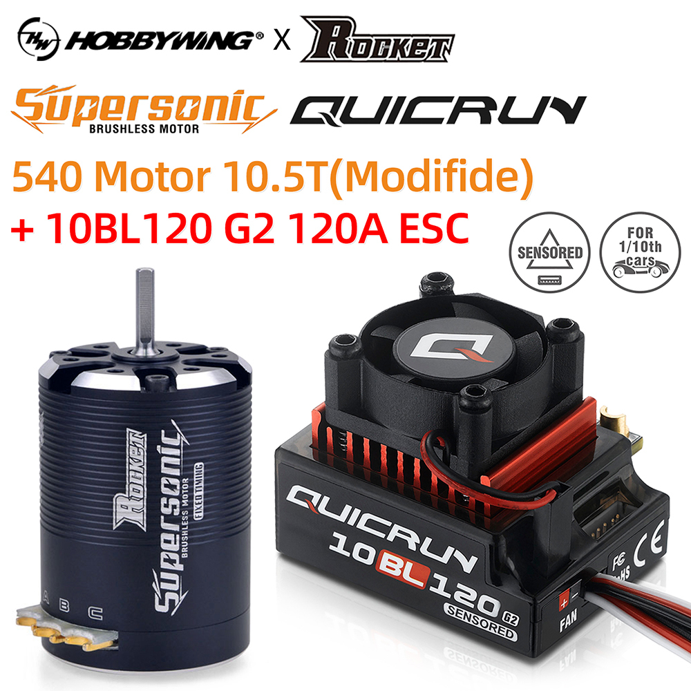 Hobbywing ESC QUICRUN มอเตอร์เซนเซอร์ไร้แปรงถ่าน กันน้ํา 10BL120 G2 120A Rocket 540 10.5T สําหรับรถบังคับ 1/10 Drift