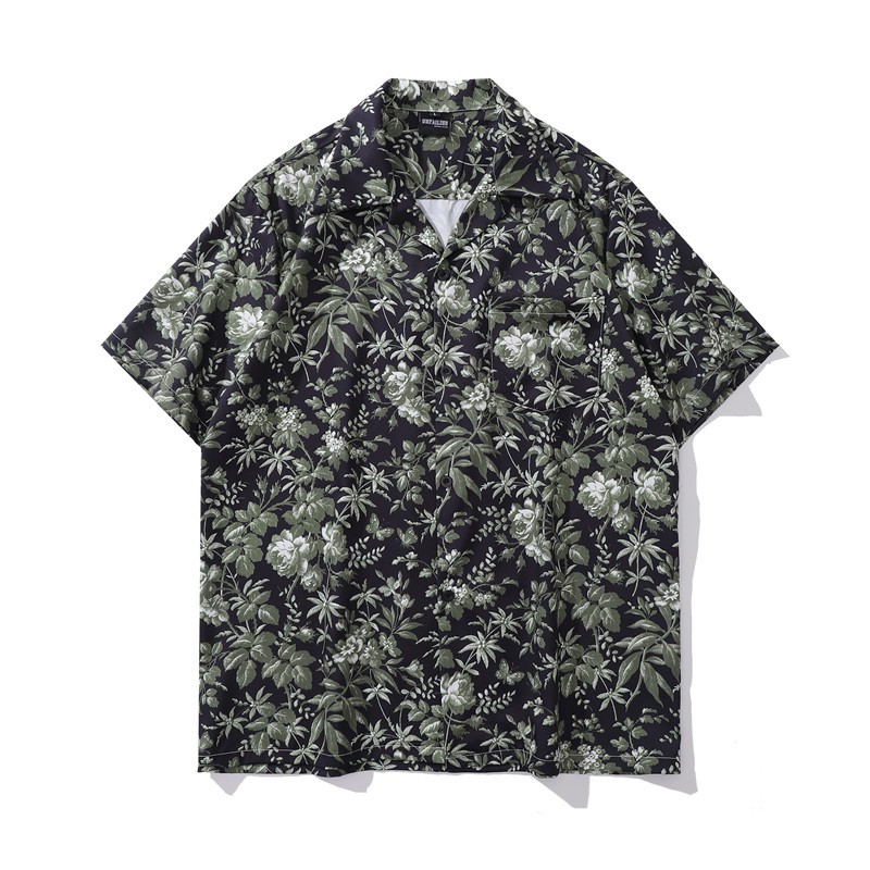 เสื้อเชิ้ตฮาวาย แขนสั้น พิมพ์ลายดอกไม้ ไอคอนเข้ม หลากสี สไตล์วินเทจ เหมาะกับฤดูร้อน สําหรับผู้ชาย ผู้หญิง