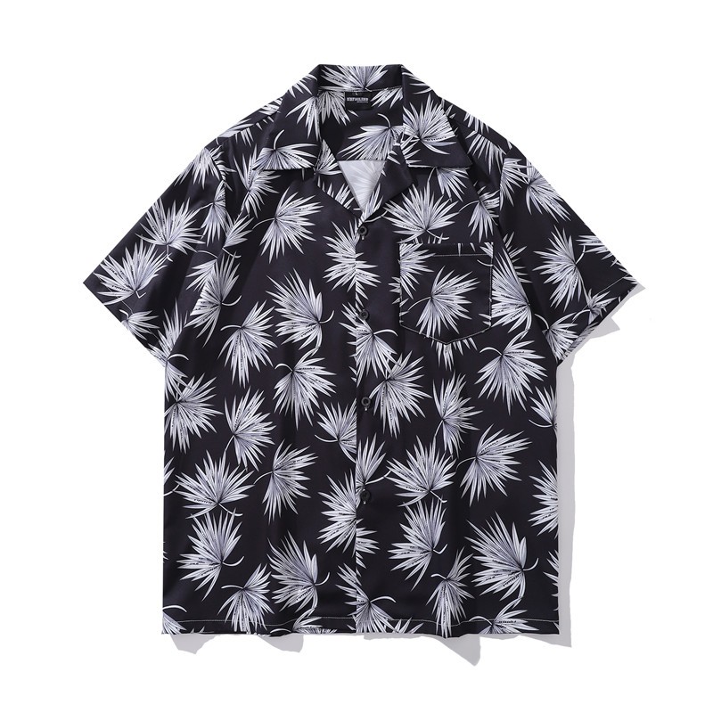 เสื้อเชิ้ตฮาวาย แขนสั้น พิมพ์ลายดอกไม้ ไอคอนเข้ม หลากสี สไตล์วินเทจ เหมาะกับฤดูร้อน สําหรับผู้ชาย ผู้หญิง