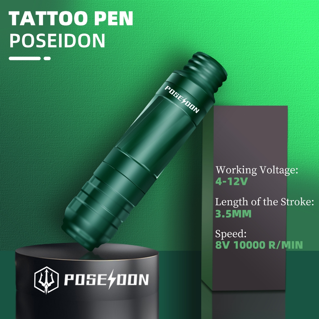 Poseidon ปากกาสัก - เครื่องสัก พร้อมสาย RCA, เครื่องสักโรตารี่ สําหรับศิลปินสัก