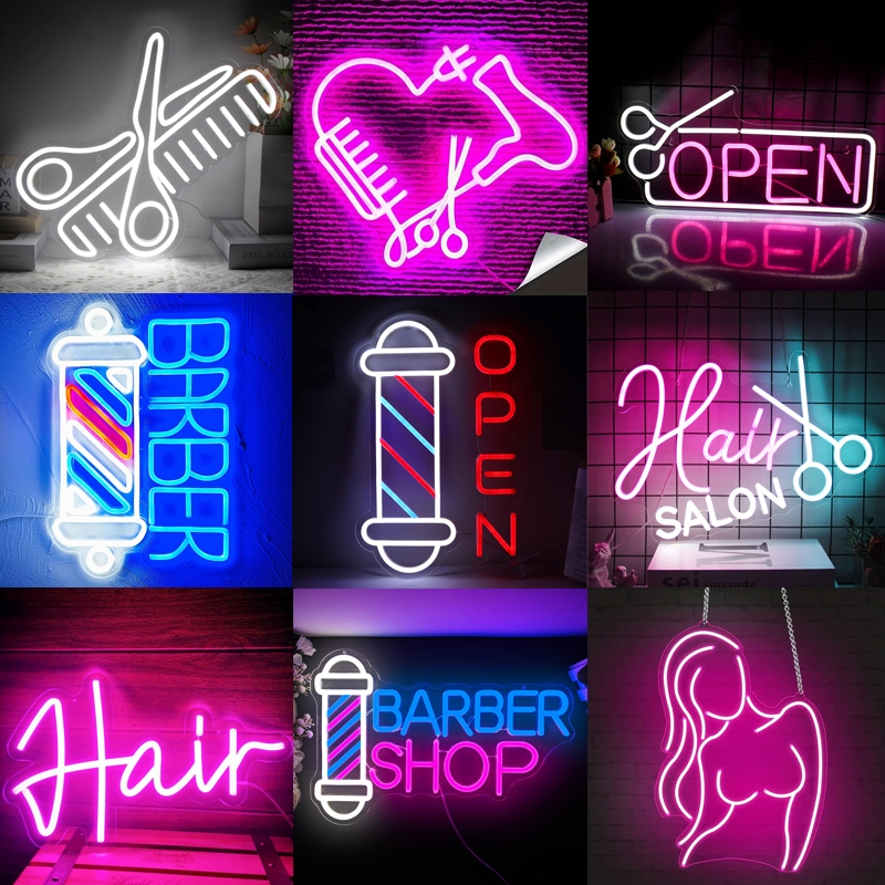 ป้ายไฟนีออน LED สําหรับตกแต่งร้านตัดผม ร้านเสริมสวย ร้านเสริมสวย สตูดิโอ